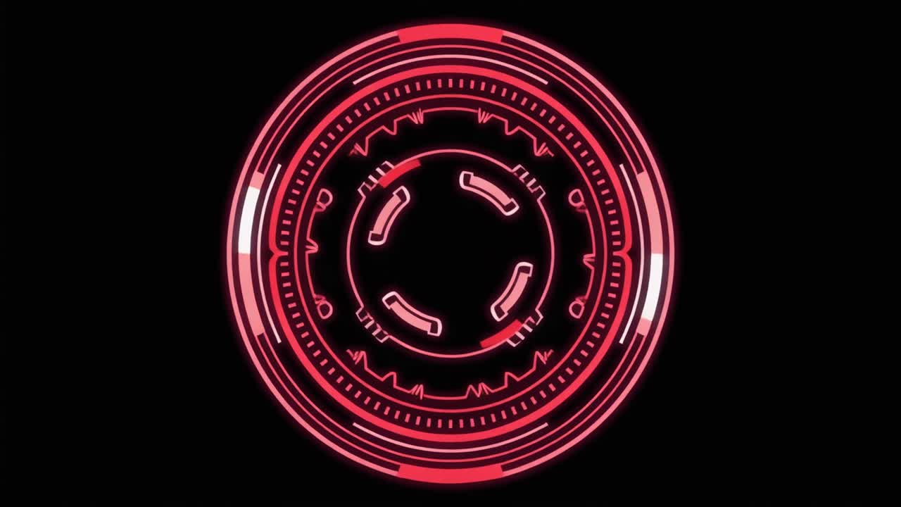Red Futuristic HUD Target Animation on Black Background