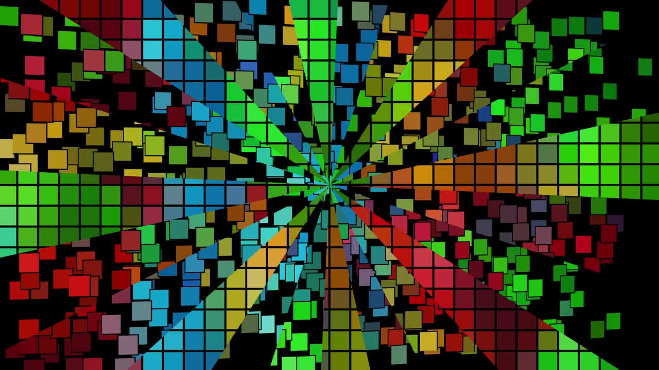 fondo abstracto multicolor. animación de píxeles flotantes, divididos en segmentos.
