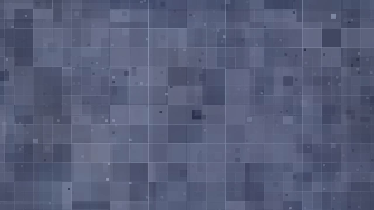 Blue digital grid pattern, abstract pixelated square texture, loopable technological interface background