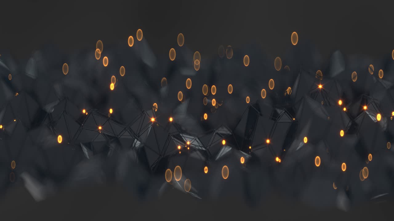 animación de renderización 3d de bucle sin costuras de forma negra poligonal abstracta