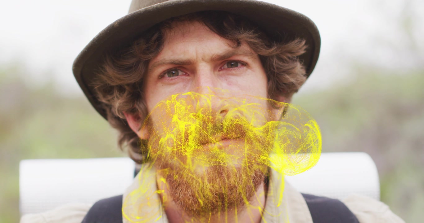 After pausing hiker tech demo showing glowing yellow energy swirling from chest into beard