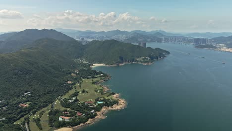 shek o peninsula in hong kong, china, aerial view on landscape in asia