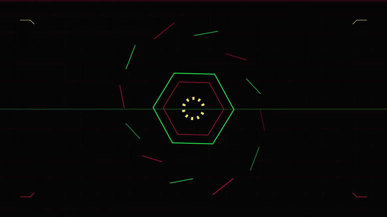 Abstract Digital Hexagon Animation with Rotating Geometric Lines