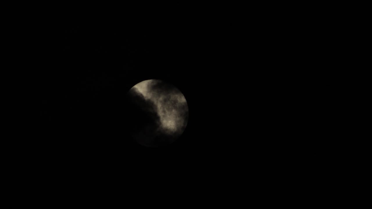 Night Sky Clouds Moving Revealing A Full Moon, Maffra, Gippsland, Victoria, Australia