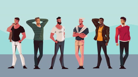 interracial men modeling characters animation