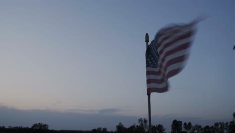 sunset in a farm display with old american flag, pan and hero shoot-2