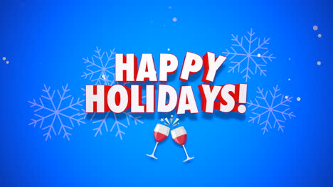 animated closeup happy holidays text on blue background