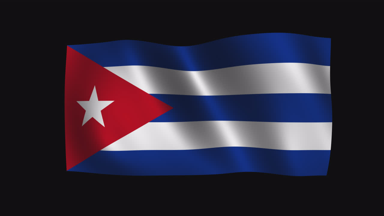 Bandiera Cubana Animata che sventola fluidamente su sfondo nero