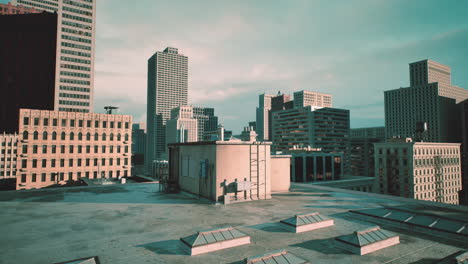 city skyline view from rooftop