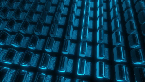 file infinite simmetriche di computer holografici - animazione 3d astratta