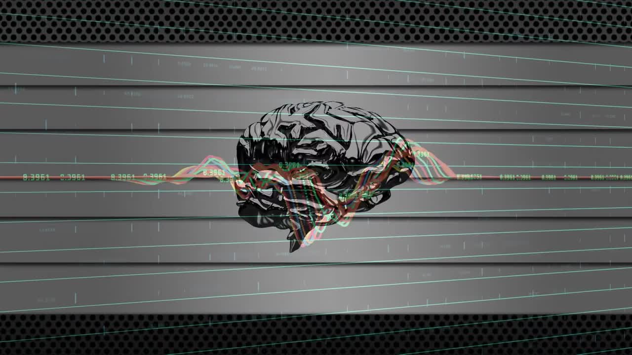 animación de gráficos sobre el cerebro giratorio sobre un fondo gris