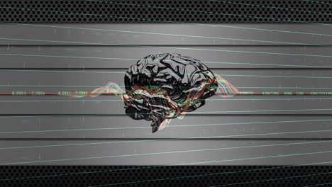 animation of graphs over rotating brain on grey background