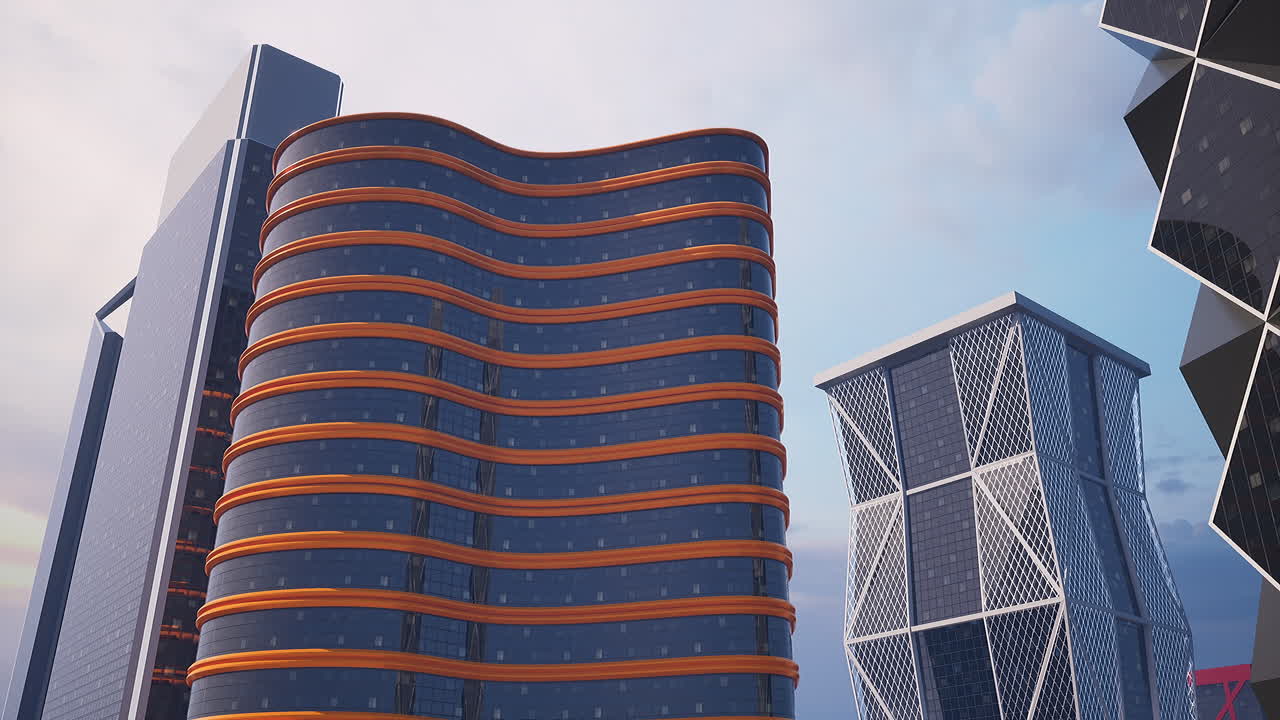 Tall building towering beside another skyscraper