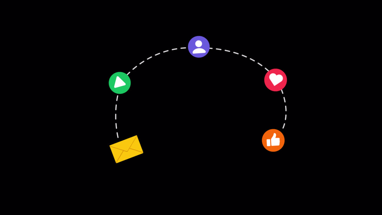 Animated Envelope Connecting with Social Media Icons