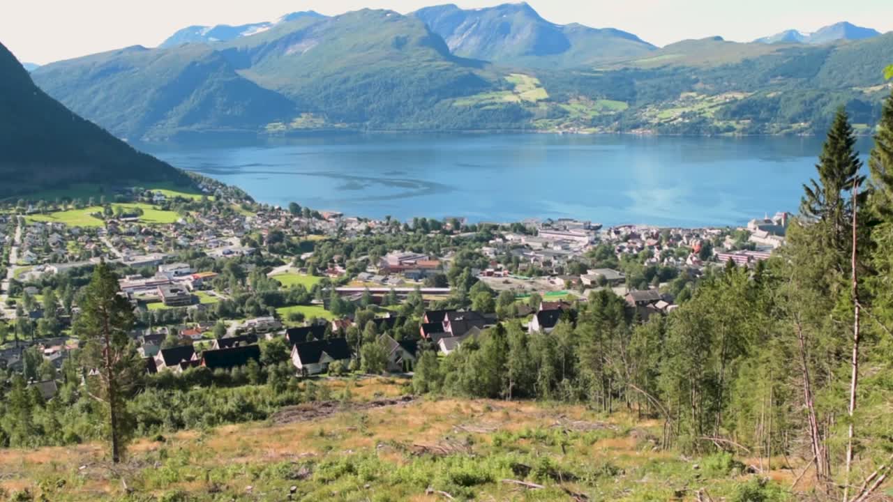 View Over a Bay Area in Norway Scandinavia With Volda, a Villiage Right Next to the Water