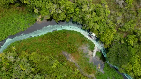 aerial view of sucuri river, a crystalline water river in bonito, mato grosso do sul - brazil