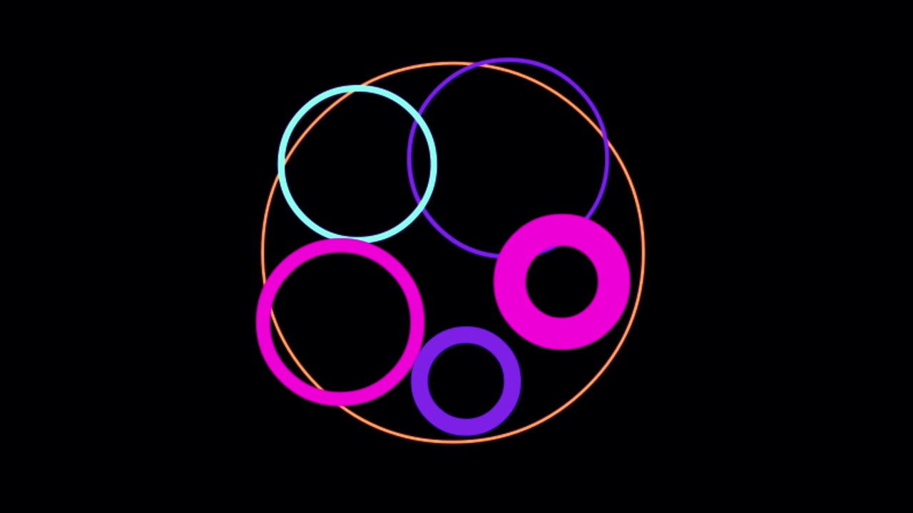 Animation colorful geometric shape isolate on black background.