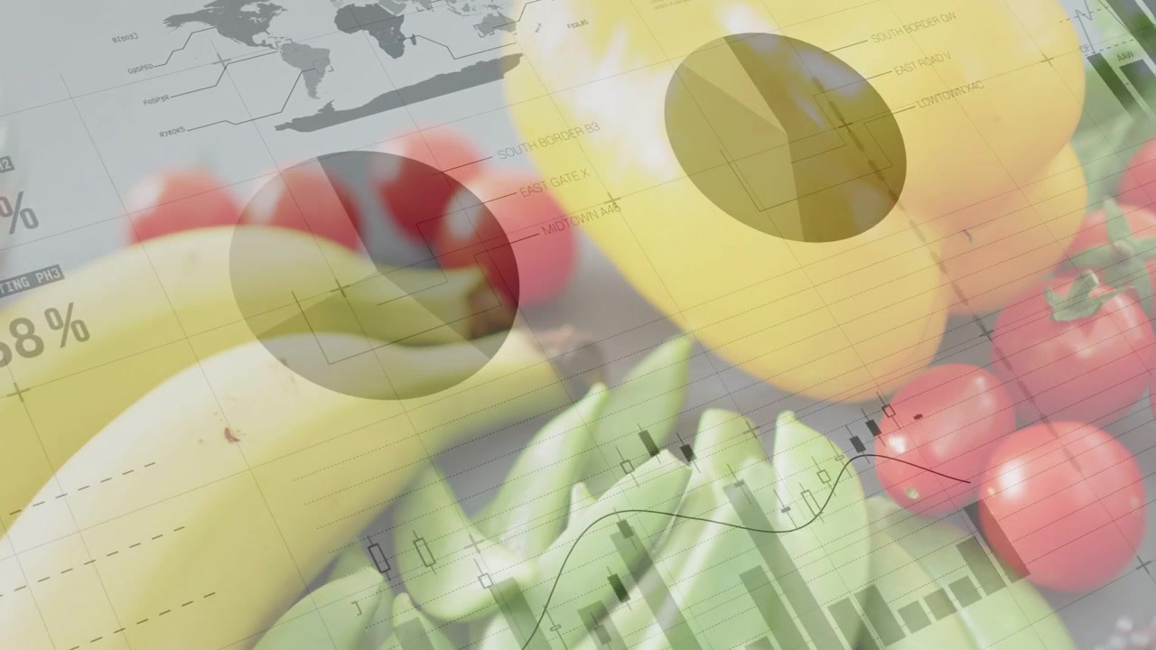 Datalag aktiveres, grafer glir og vokser over diverse produkter for å vise forsyningsmålinger