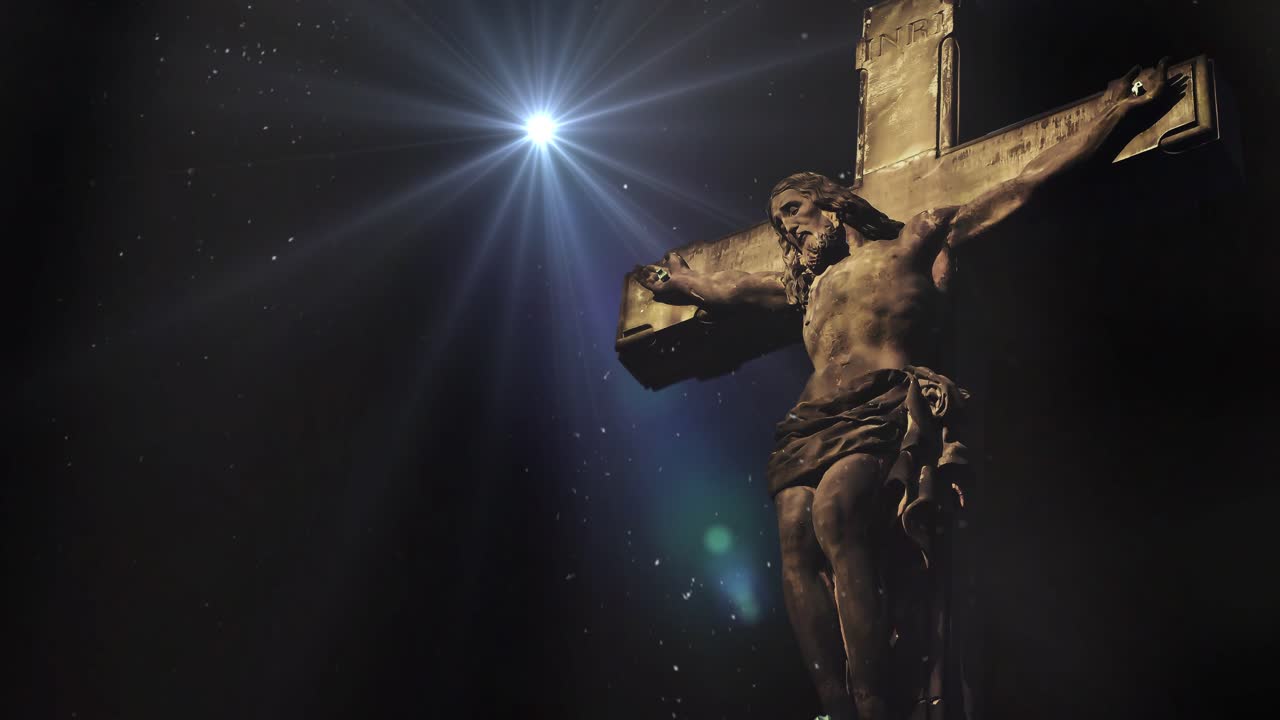 estatua de jesus con fondo de foco