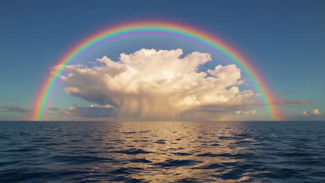 Rainbow over a stormy ocean