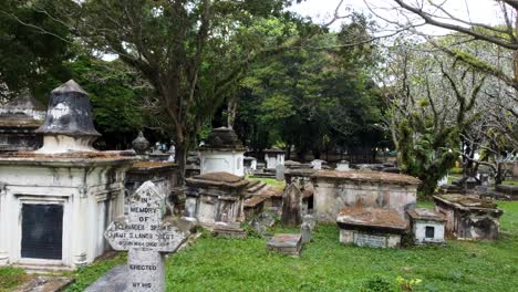 graves neglected and uncared for at old protestant cemetery, penang