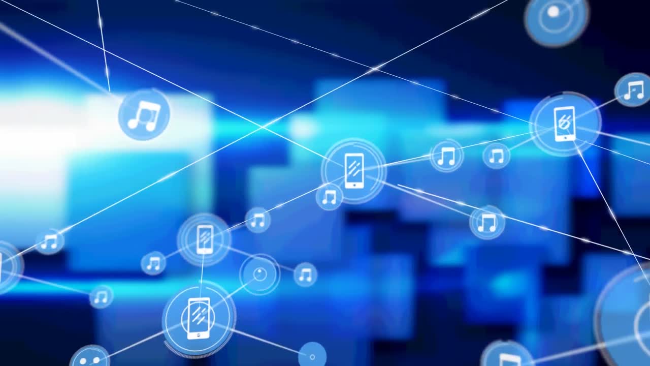 animación de la red de conexiones sobre fondo azul