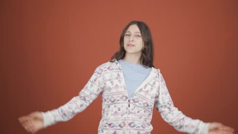 the young woman making a video call.