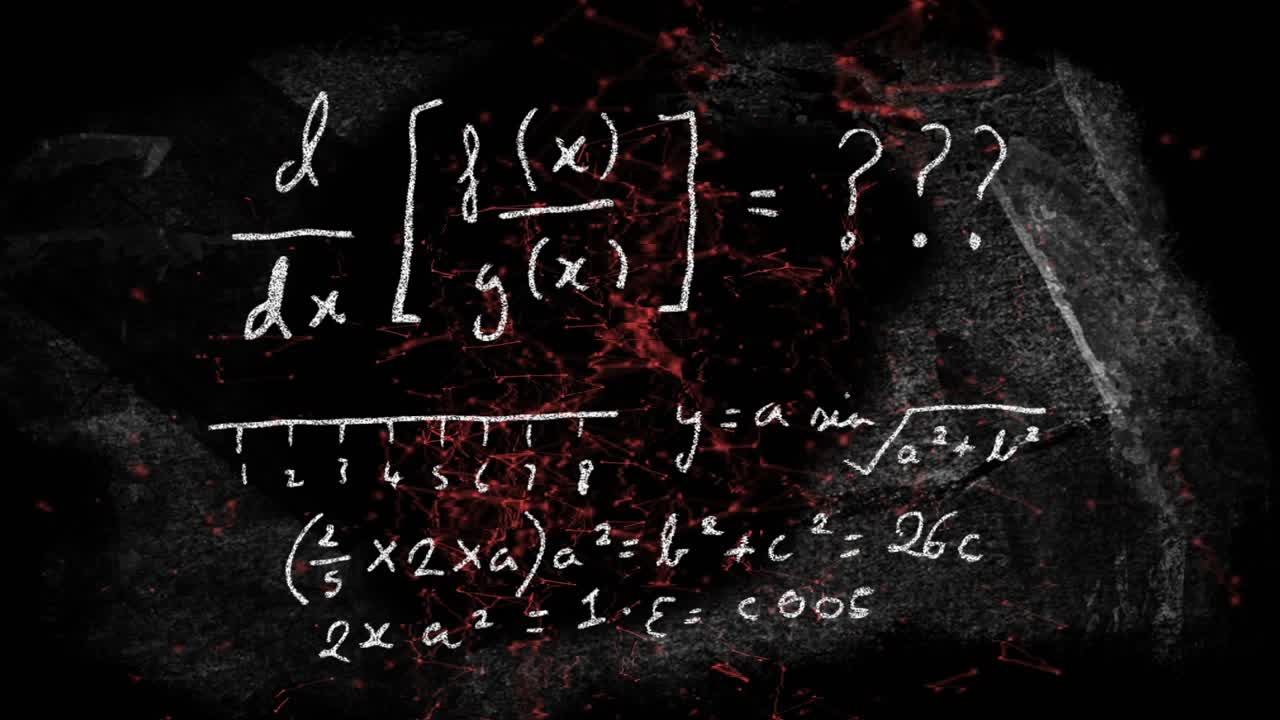 Ağ nabız atarken ve matematiksel türevleri görselleştirirken tebeşir formülünü başlatan kırmızı parçacıklar beliriyor.