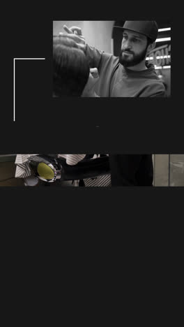 barber giving a haircut and shave in a barbershop