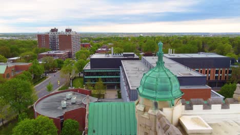 Top-view-from-the-Loyola-Campus-of-Concordia-University-dome-in-Montreal,-Quebec,-Canada