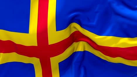 aland flag waving in wind slow motion animation . 4k realistic fabric texture flag smooth blowing on a windy day continuous seamless loop background.