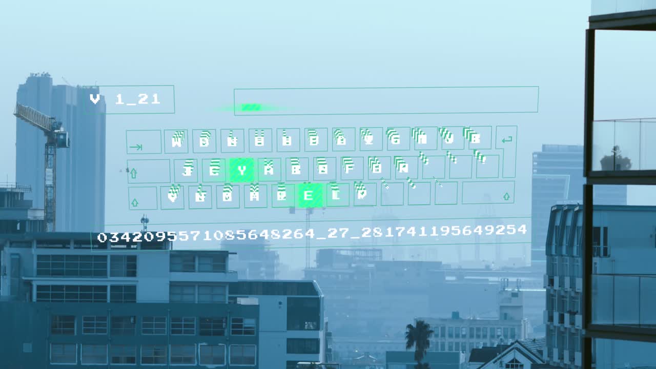 도시 풍경의 공중 전망에 대한 데이터 처리와의 인터페이스의 애니메이션