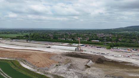 hs2 under construction high speed railway buckinghamshire,panning drone aerial
