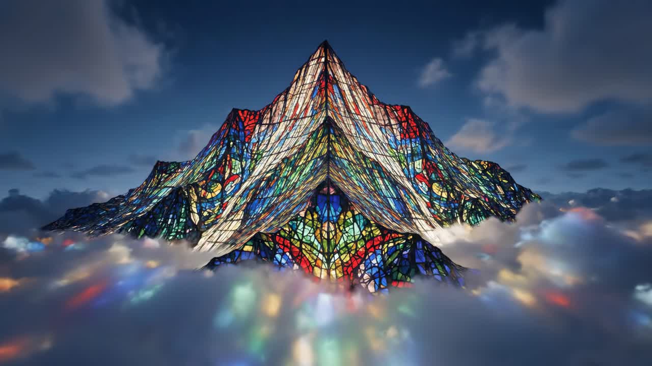 Stained Glass Mountain in the Clouds