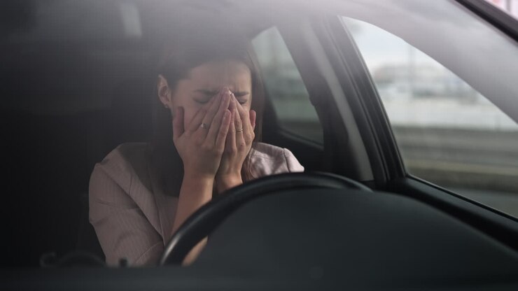 Woman Crying in a Car