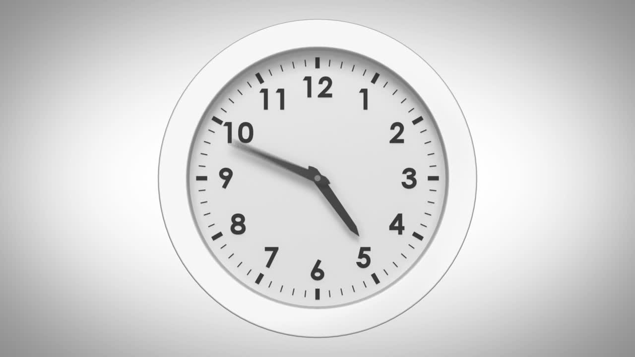 Clock ticking on white background