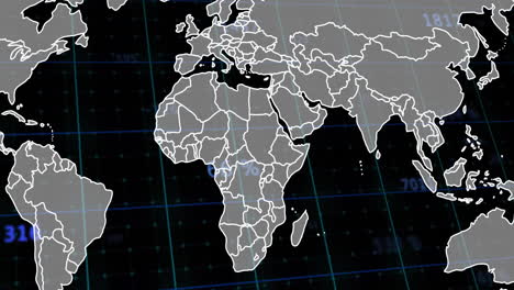 map of europe and africa with grid lines and data overlay animation
