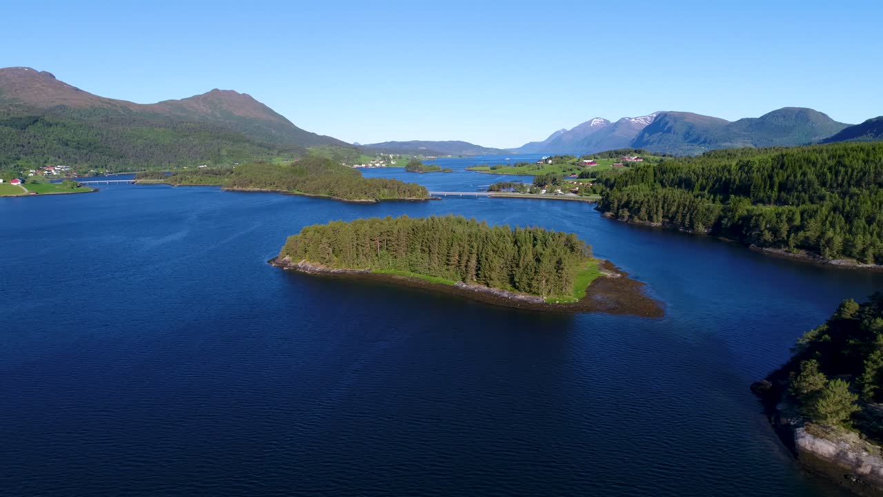공중 영상 아름다운 노르웨이의 자연.
