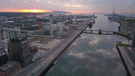 aerial view of dublin city in 4k, beautiful morning in the irish capital