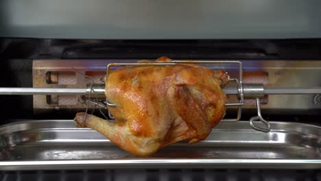 el pollo asado está a la parrilla con un quemador trasero