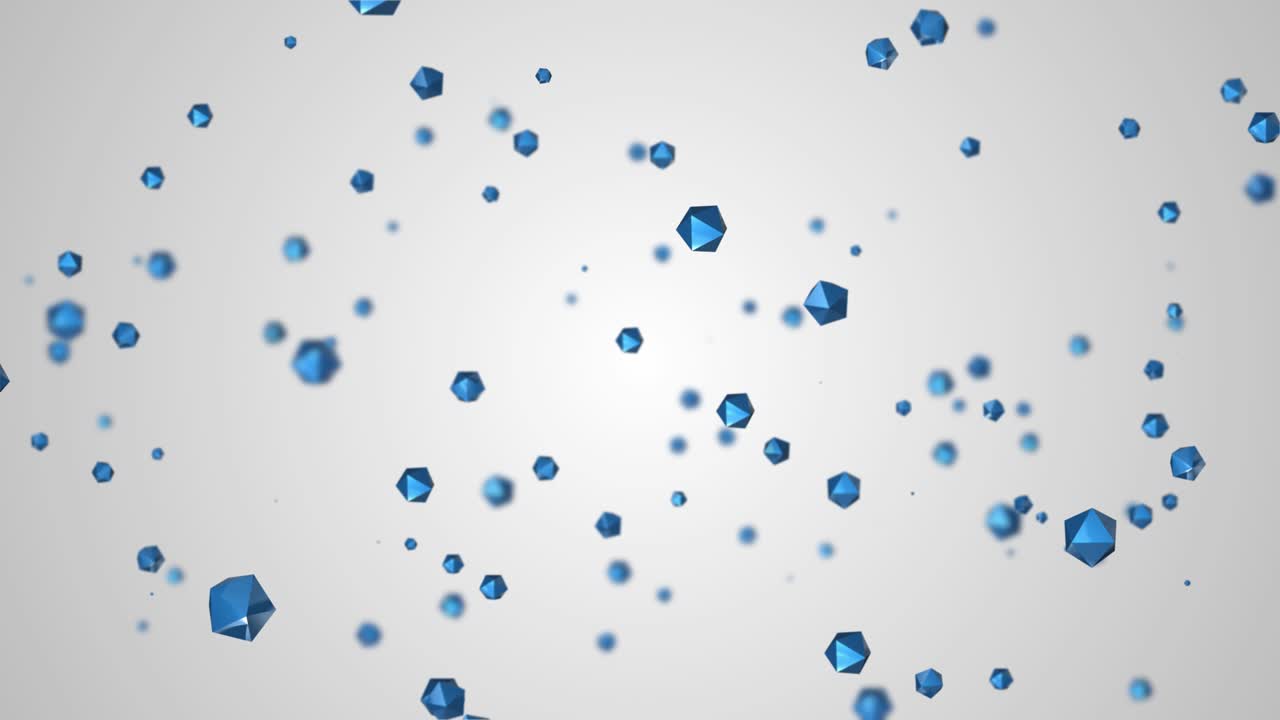 3D animation of seamless loop background of sunny bright Blue cubes Poly shapes polygon rotating.