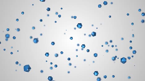 3d animation of seamless loop background of sunny bright blue cubes poly shapes polygon rotating.