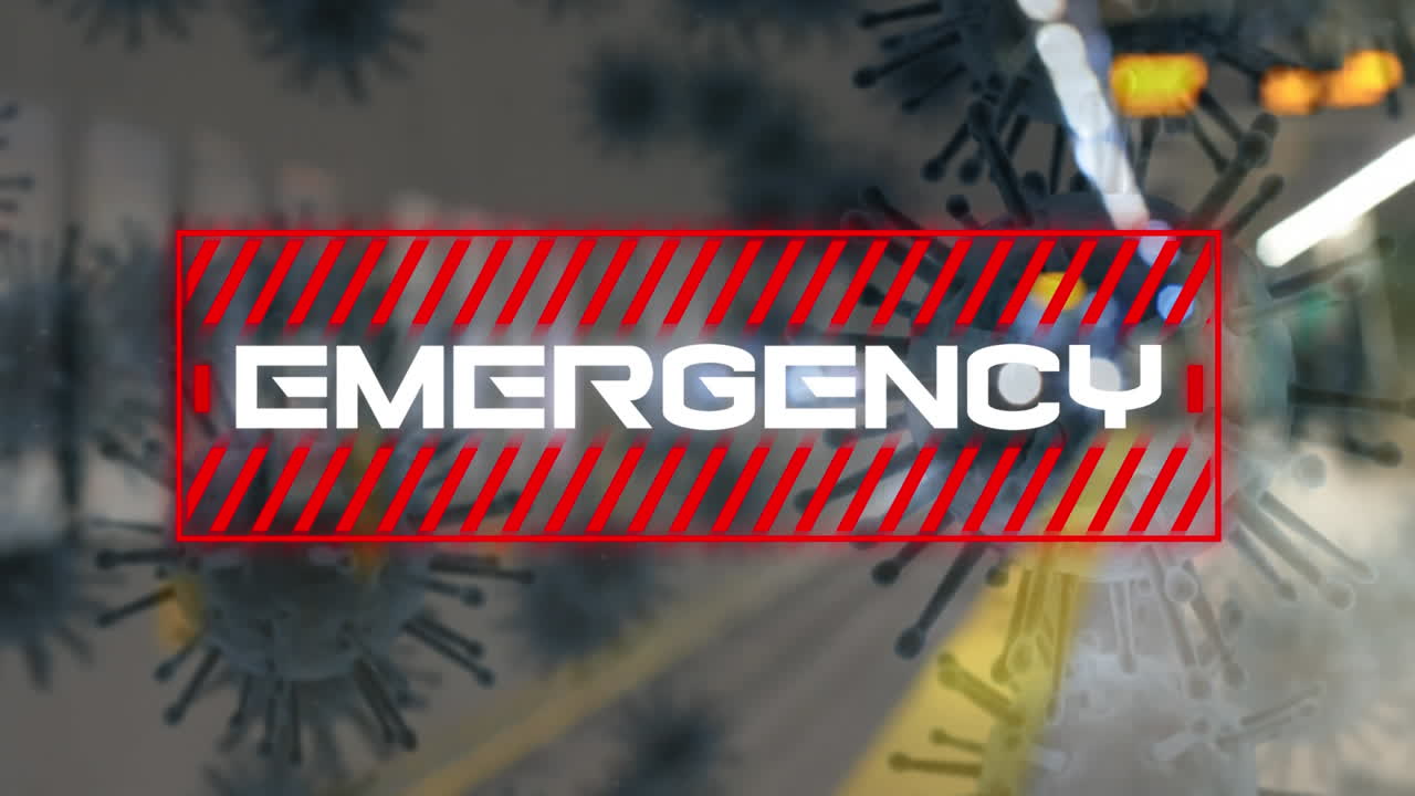 células covid-19 y texto de emergencia contra la estación de tren
