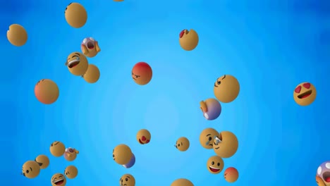 Digital-animation-of-multiple-face-emojis-floating-against-textured-blue-background