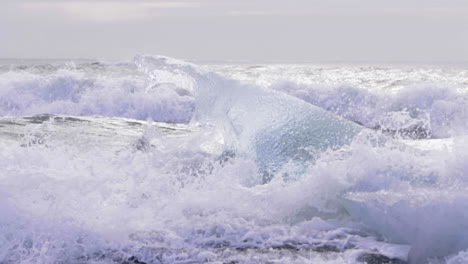 iceland slow motion of ocean waves at diamond beach