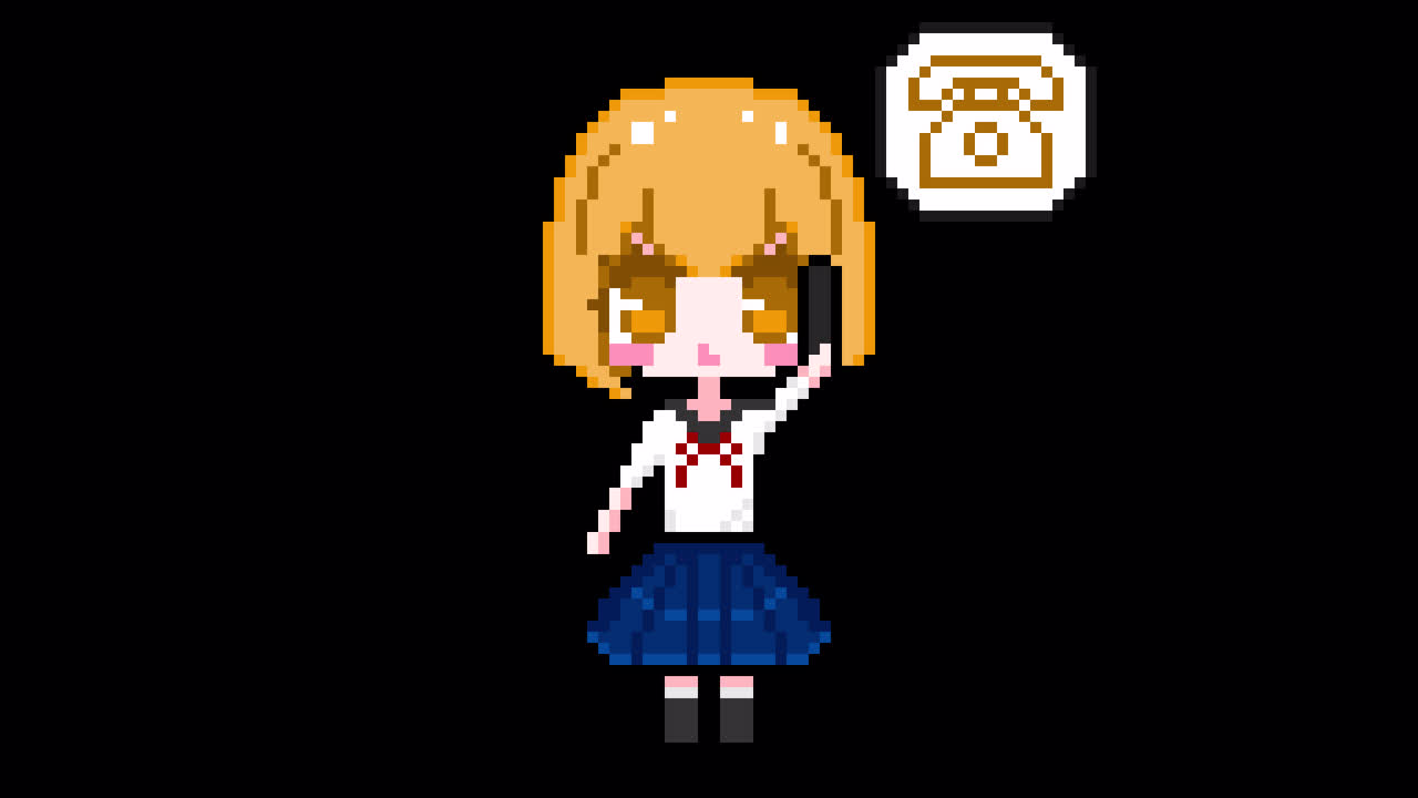 Pixel phone girl short hair Looping animation. 1080p (8).mov