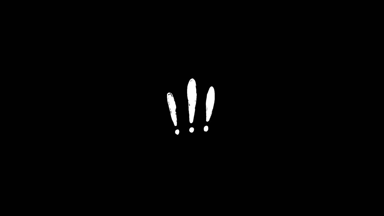 Animated Hand-Drawn White Exclamation Marks on Black