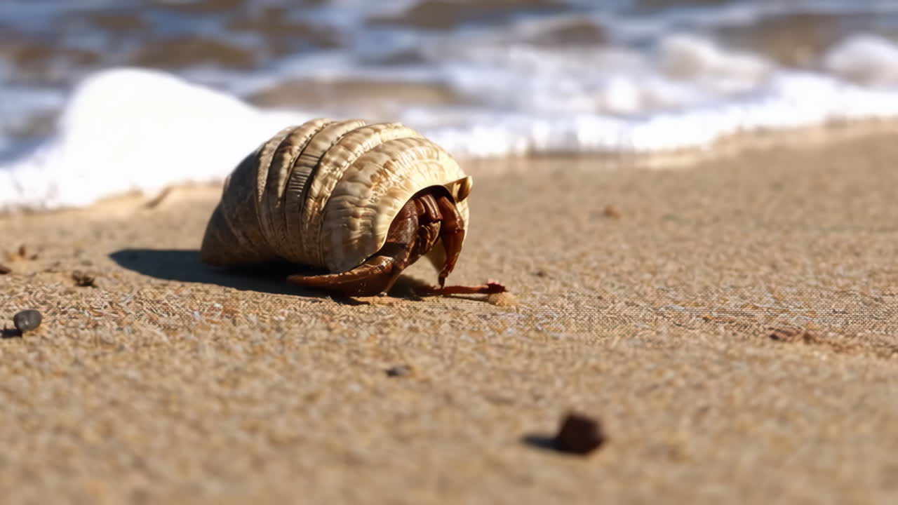 해변에서 소라 게