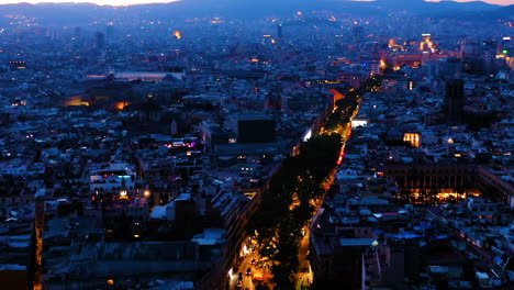 cityscape of barcelona at night, spain