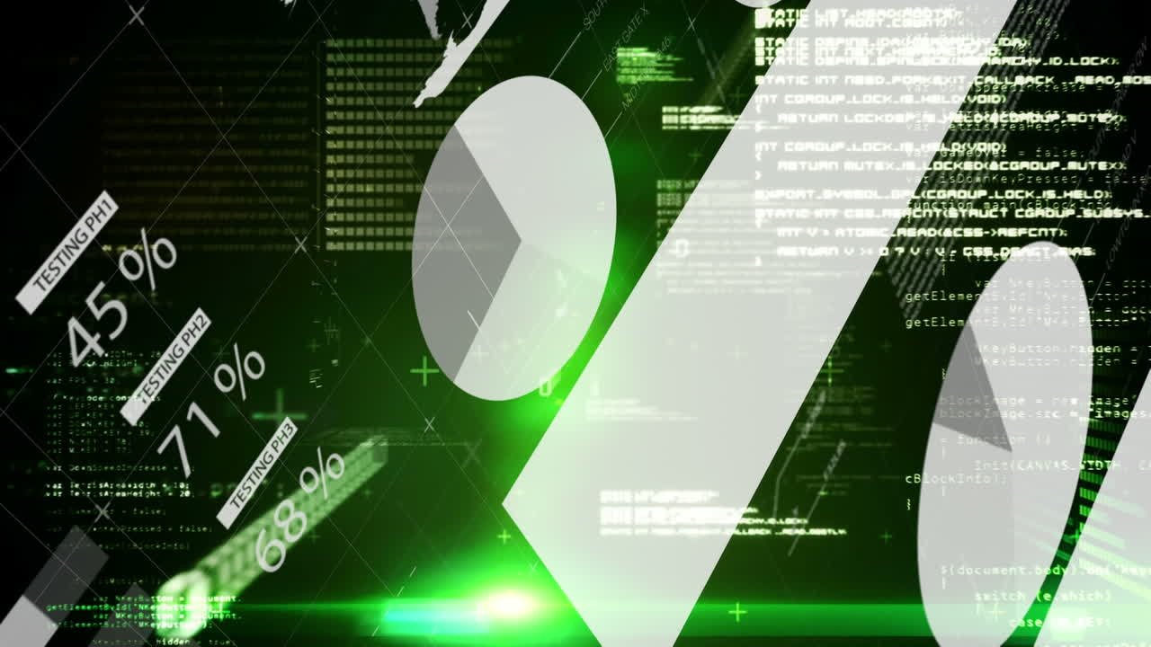 녹색 배경에서 데이터 처리의 애니메이션